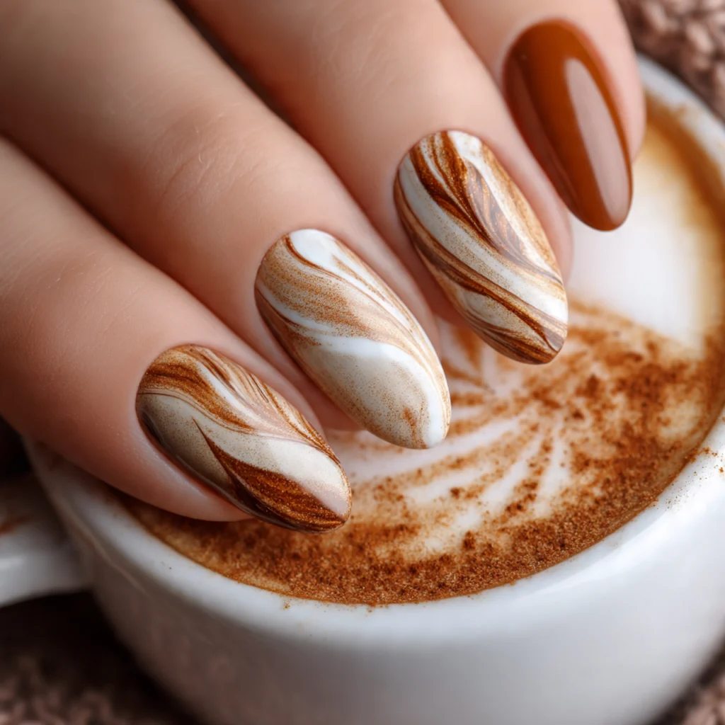 Caramel Swirl Nails