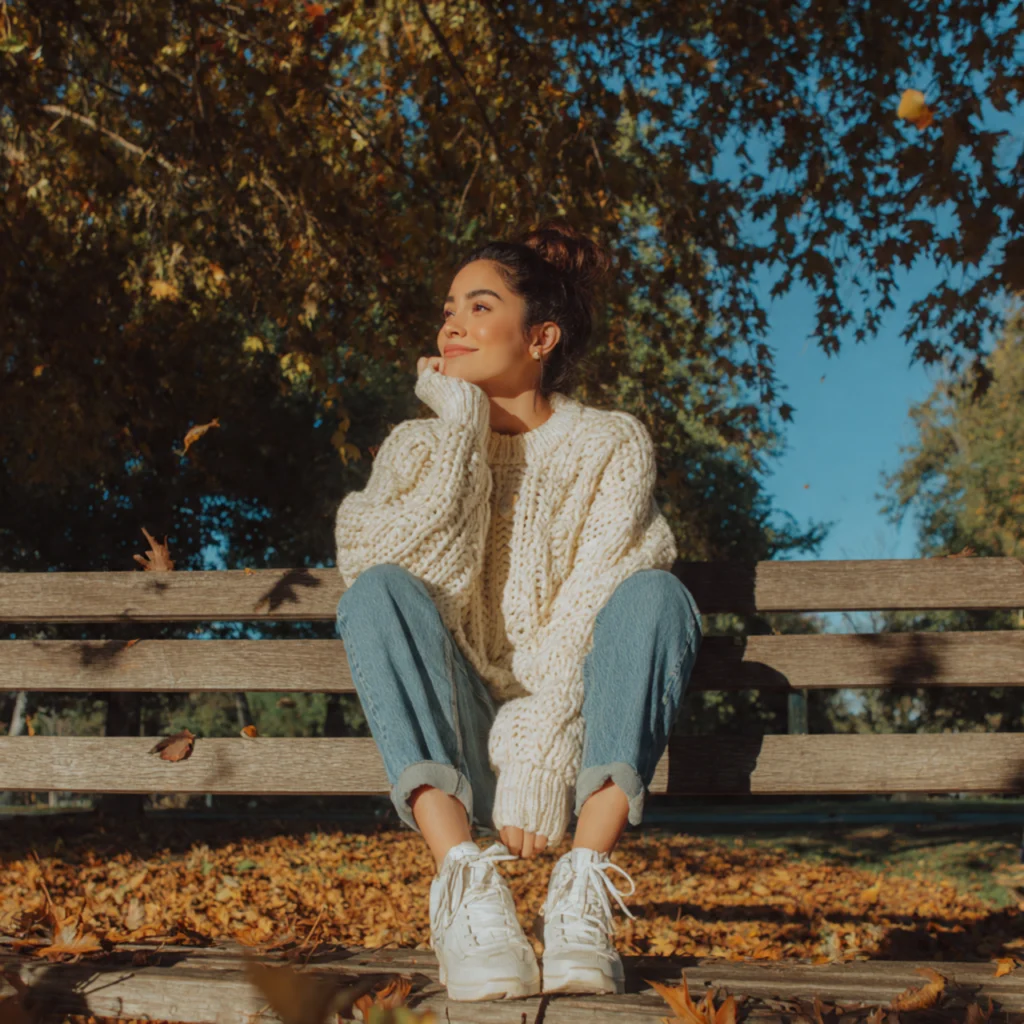 Chunky Knit Sweater and Jeans