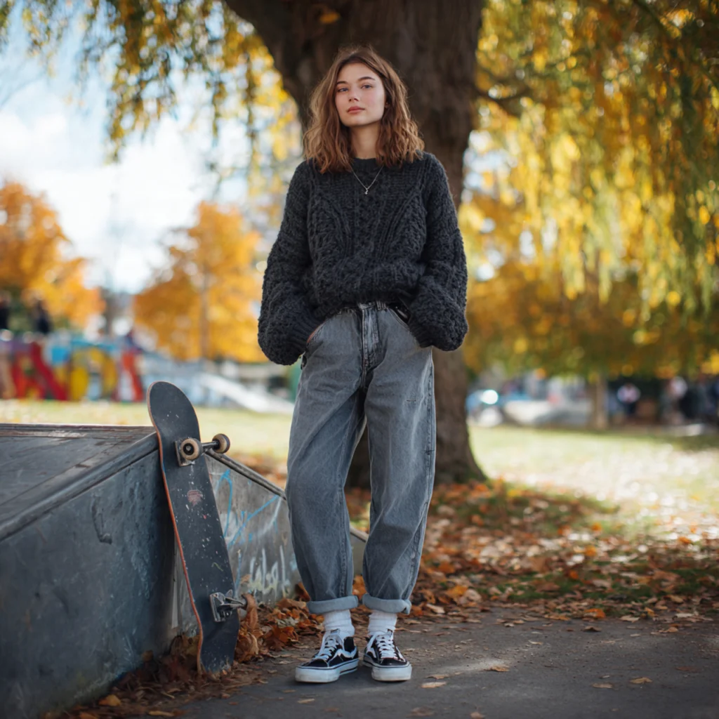 18 Best Grunge Fall Outfits to Rock This Season 9 Chunky Sweaters & Skater Vibes