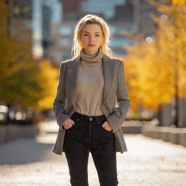 Classic Blazer and Turtleneck Combo