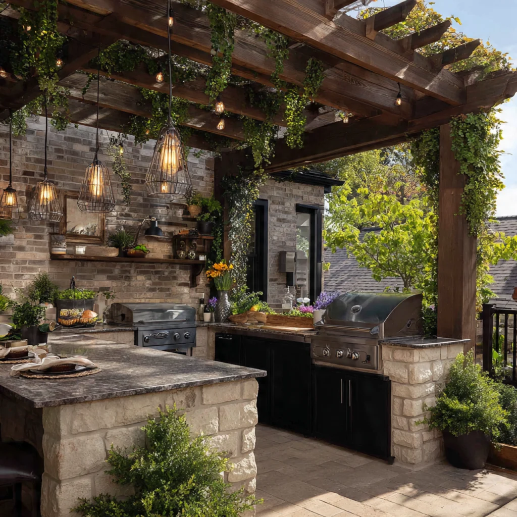 Covered Outdoor Kitchen with Pergola