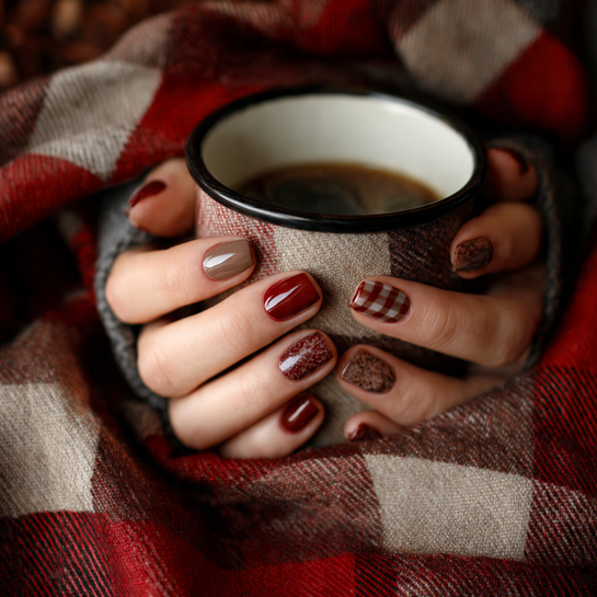 22 Gorgeous Fall October Nails Ideas You’ll Want to Try This Season 5 Cozy Flannel Plaid Nails