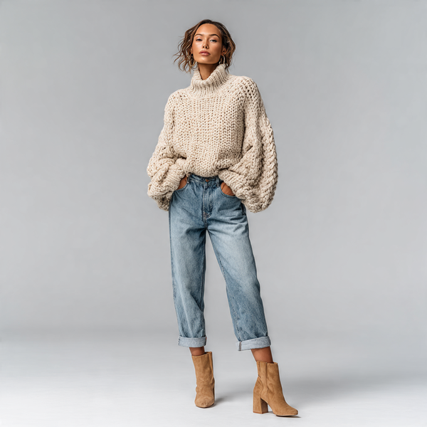 18 Trendy Fall Outfits for Effortless Autumn Style 1 Cozy Oversized Sweater with Denim Jeans