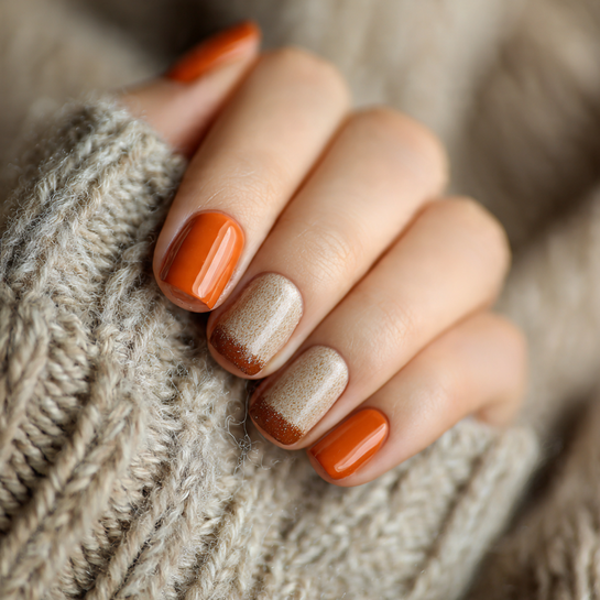 22 Gorgeous Fall October Nails Ideas You’ll Want to Try This Season 1 Cozy Pumpkin Spice Nails