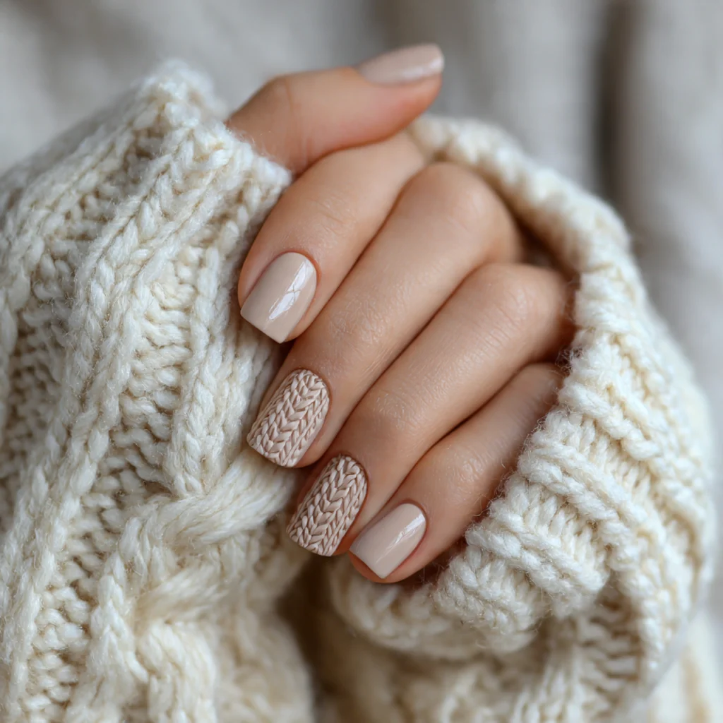 20 Stunning Fall Nails Ideas to Try This Autumn Season 1 Cozy Sweater Nails