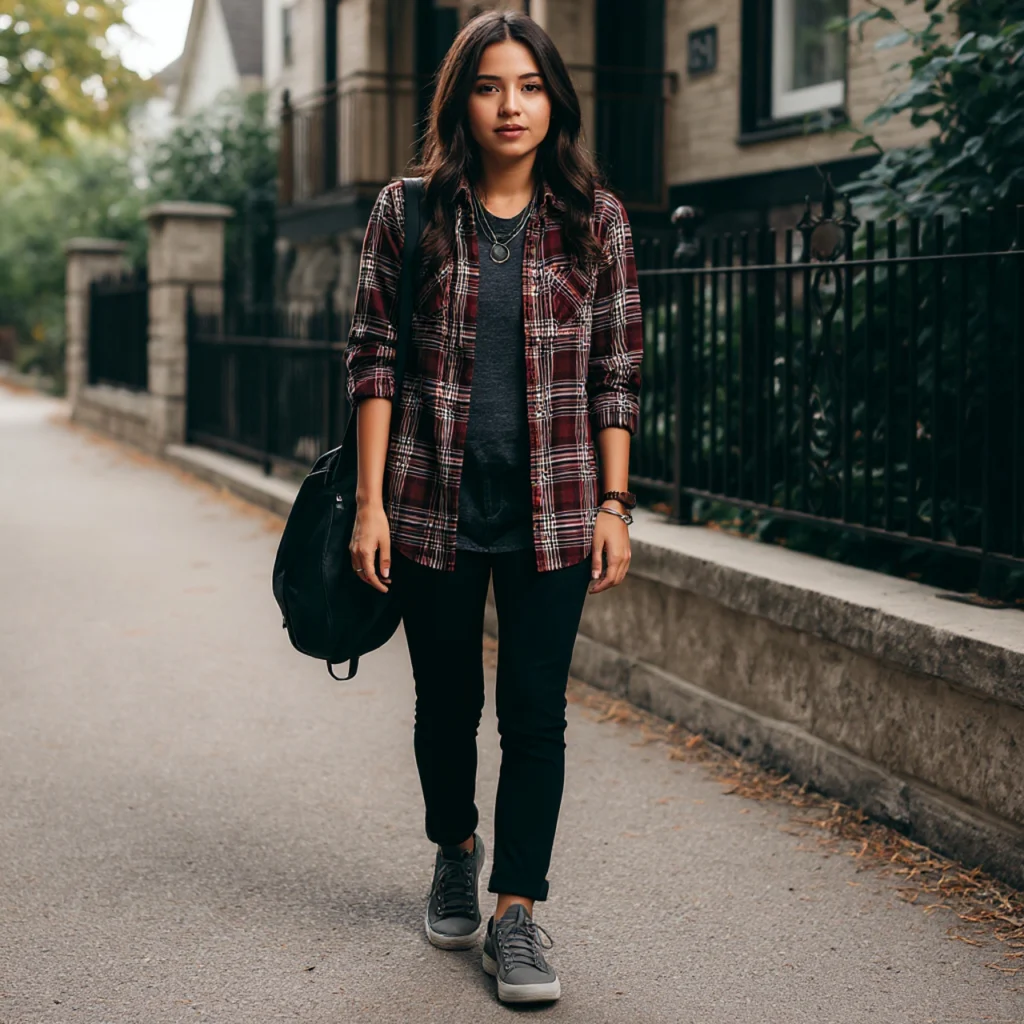 17 Simple Fall Outfits for Effortless Style This Season 10 Flannel Shirt with Black Jeans