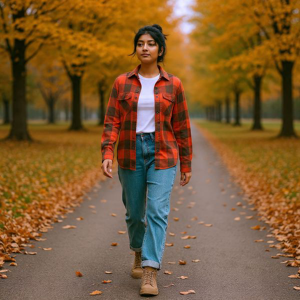 Flannel Shirt with High-Waisted Jeans