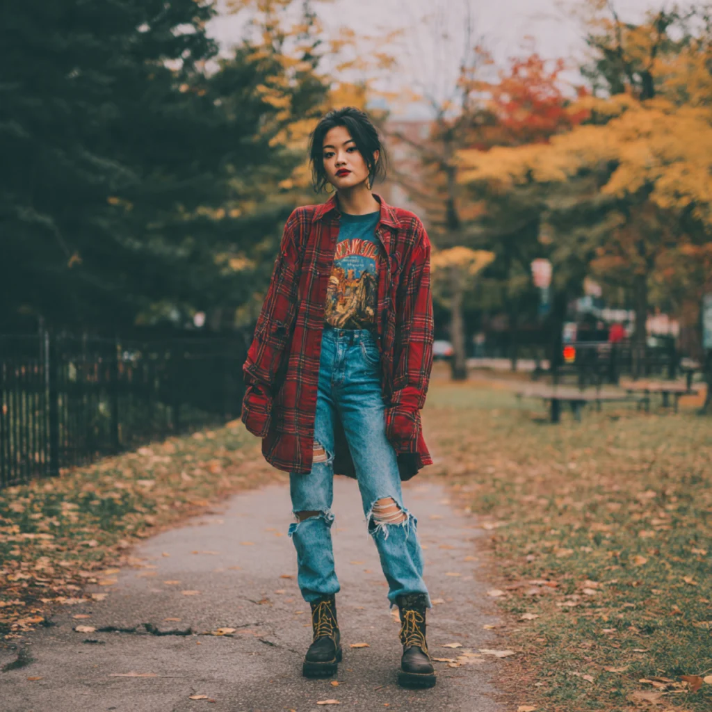 18 Best Grunge Fall Outfits to Rock This Season 1 Flannel and Denim Layers