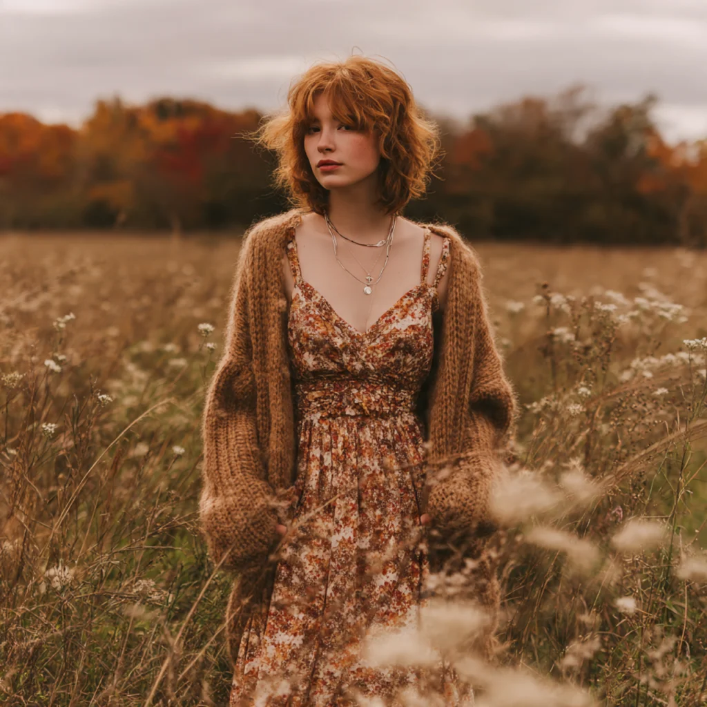 Flowy Maxi Dress and Wool Cardigan
