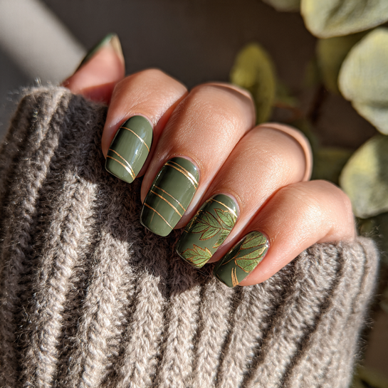 22 Gorgeous Fall October Nails Ideas You’ll Want to Try This Season 3 Forest Green Elegance