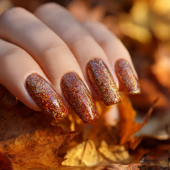 22 Gorgeous Fall October Nails Ideas You’ll Want to Try This Season 22 Glittery Harvest Nails