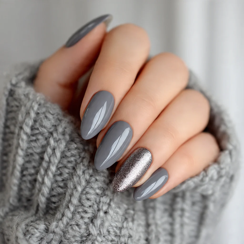 25 Stunning Fall Almond Nails You’ll Want This Autumn 17 Gray Almond Nails