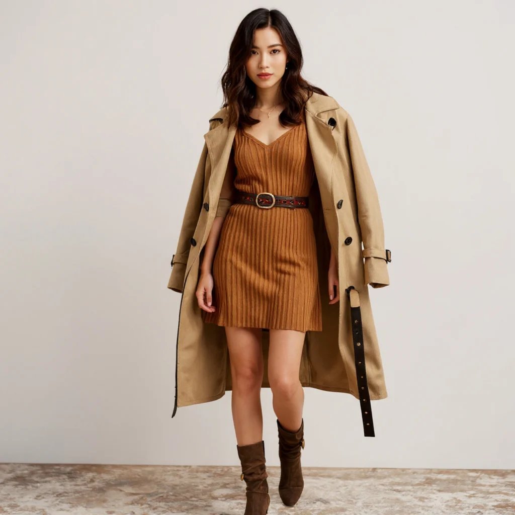 17 Simple Fall Outfits for Effortless Style This Season 7 Knit Dress with Ankle Boots