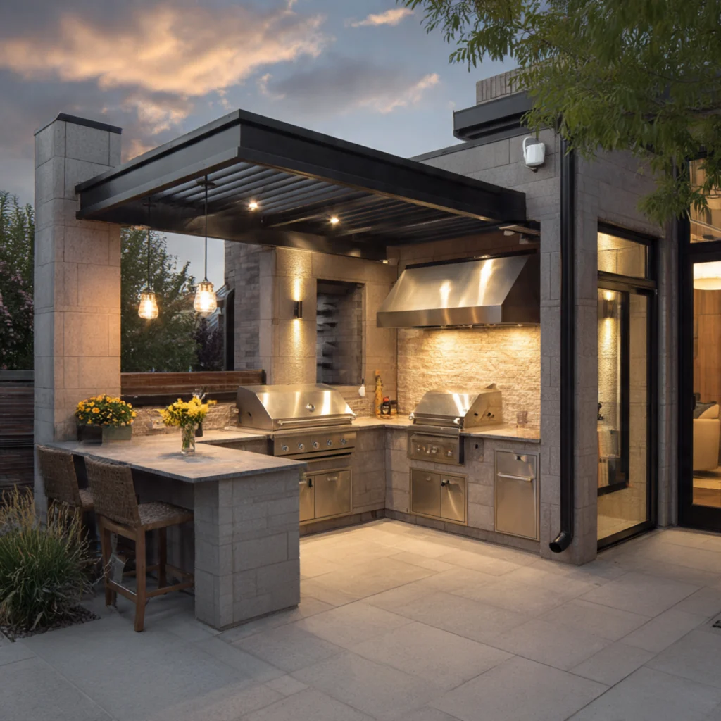L-Shaped Outdoor Kitchen
