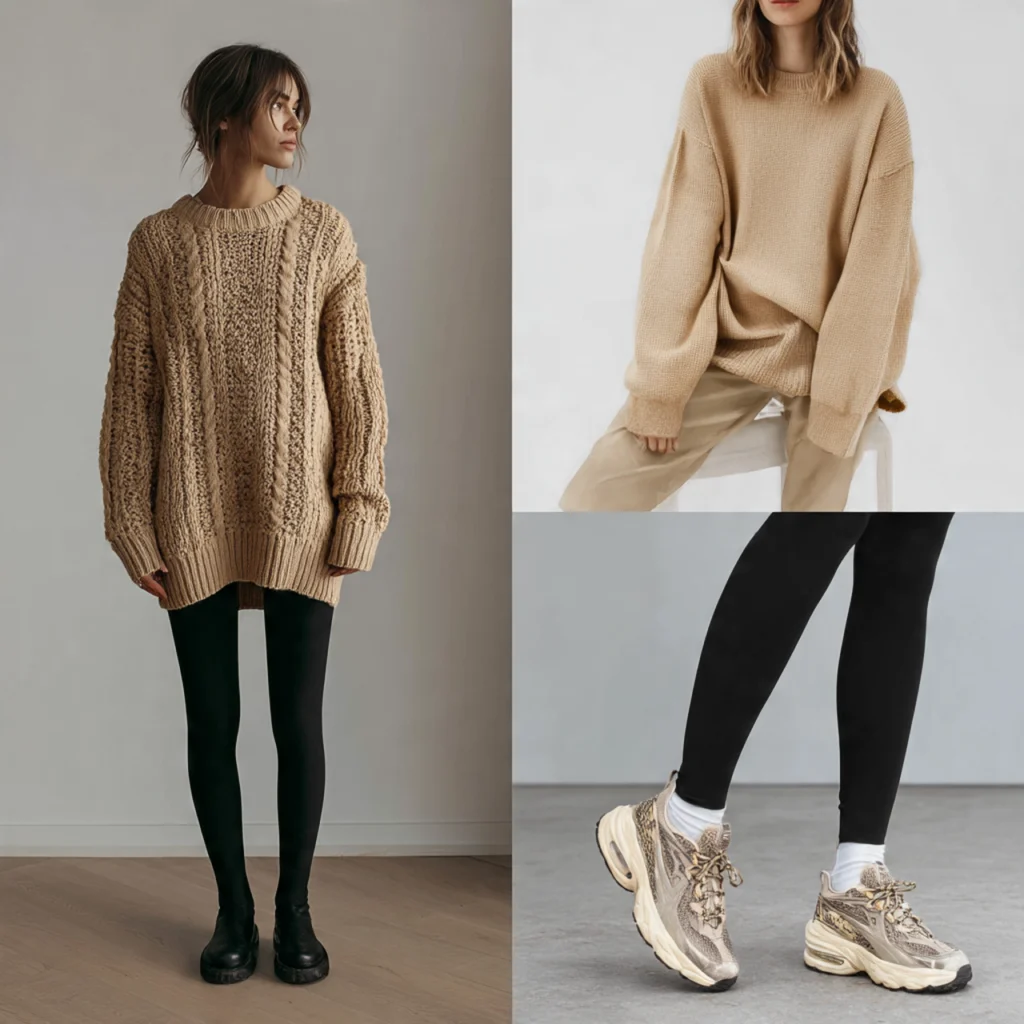 17 Simple Fall Outfits for Effortless Style This Season 17 Leggings with Oversized Knit