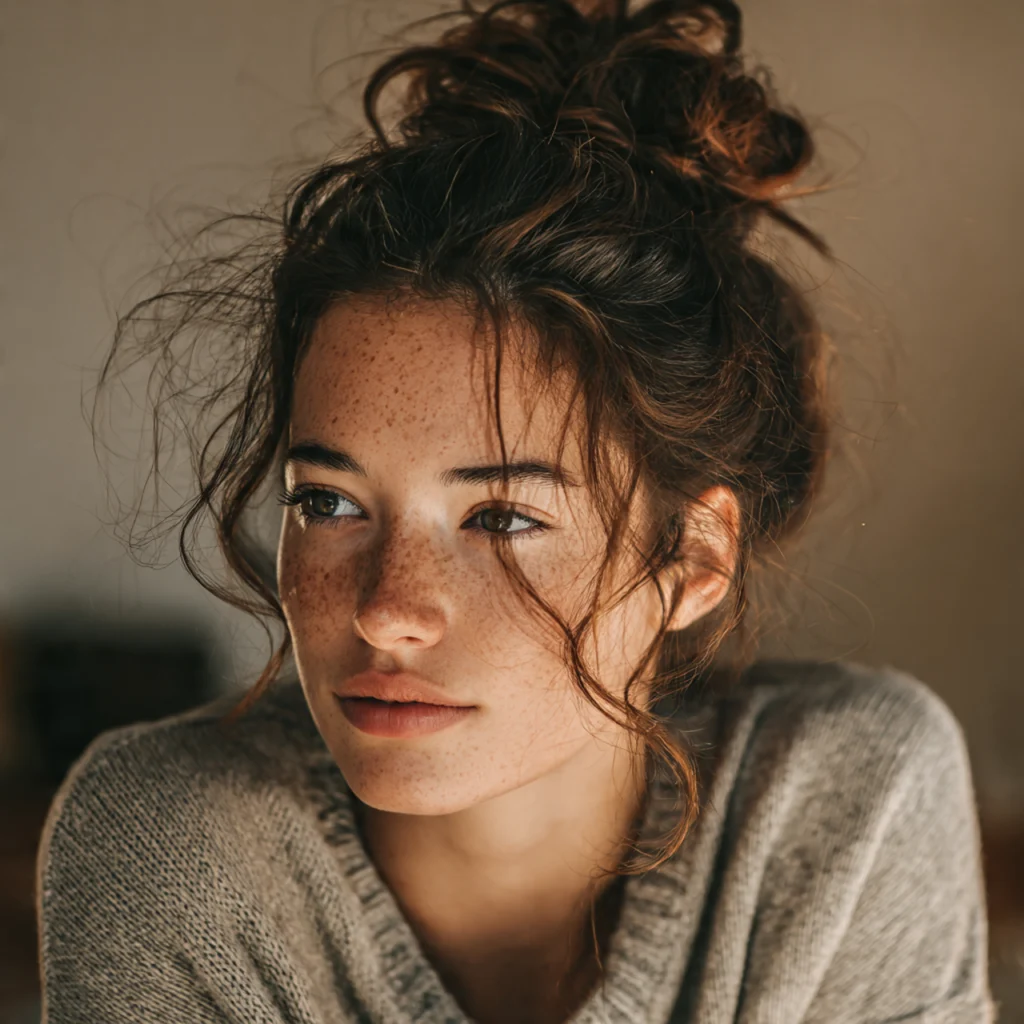 22 Best Hairstyles for Oval Shaped Face to Try in 2025 6 Messy Bun