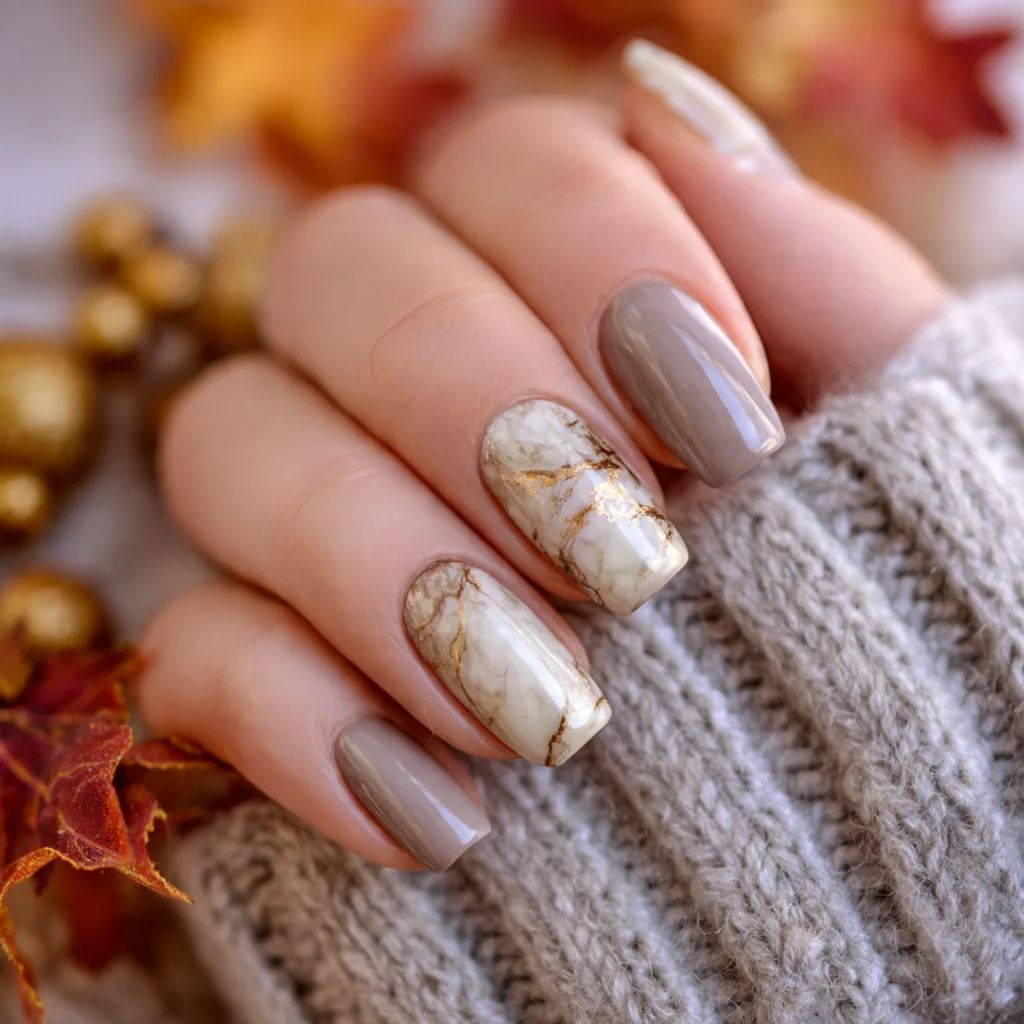 20 Stunning Fall Nails Ideas to Try This Autumn Season 20 Mocha Marble Nails