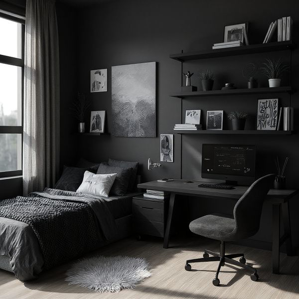 20 Best Genius Bedroom Office Combo Designs for Small Spaces 21 Monochrome Modern Setup