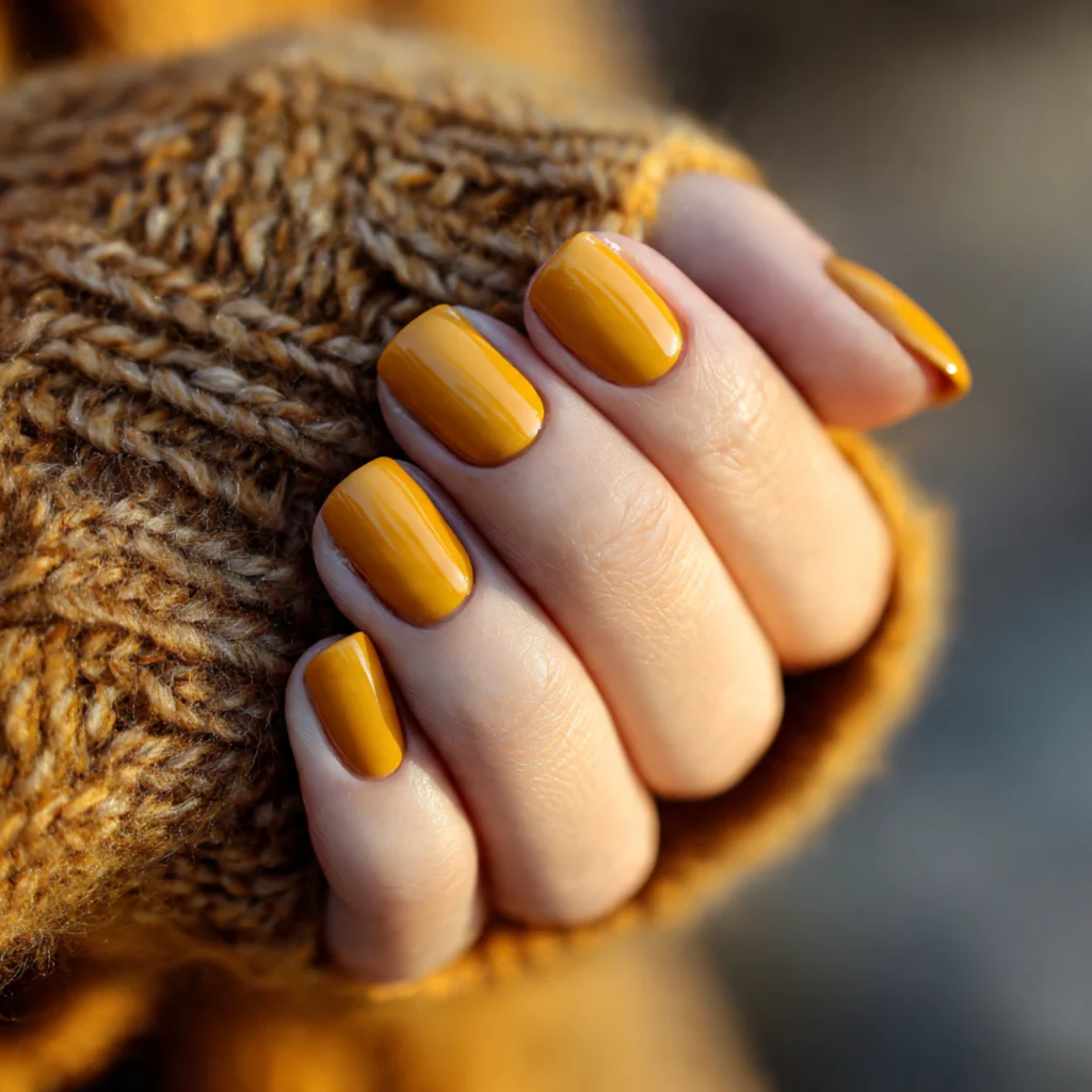 20 Stunning Fall Nails Ideas to Try This Autumn Season 9 Mustard Yellow Pop