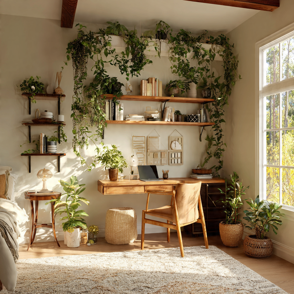 20 Best Genius Bedroom Office Combo Designs for Small Spaces 17 Natural and Green Workspace