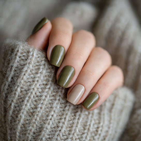 22 Gorgeous Fall October Nails Ideas You’ll Want to Try This Season 13 Olive Green Neutrals