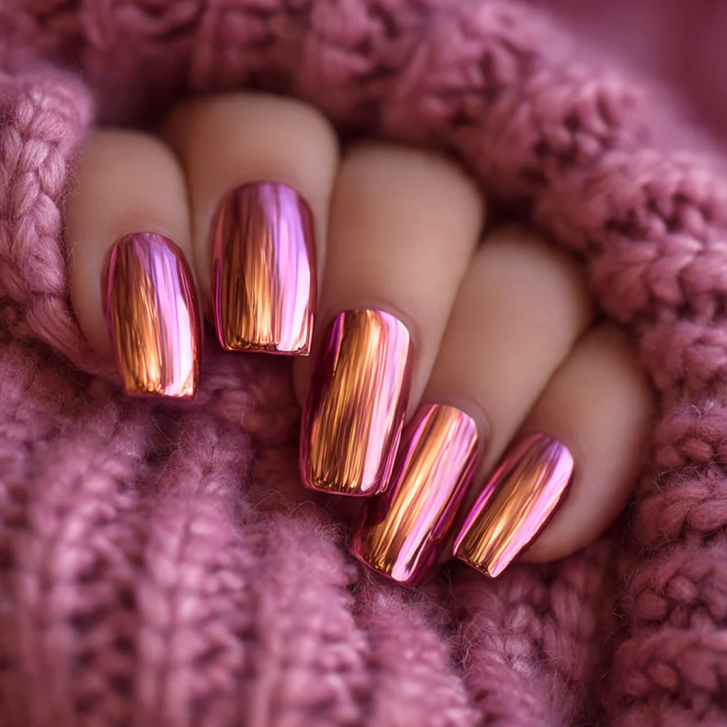 Pink Chrome Nails