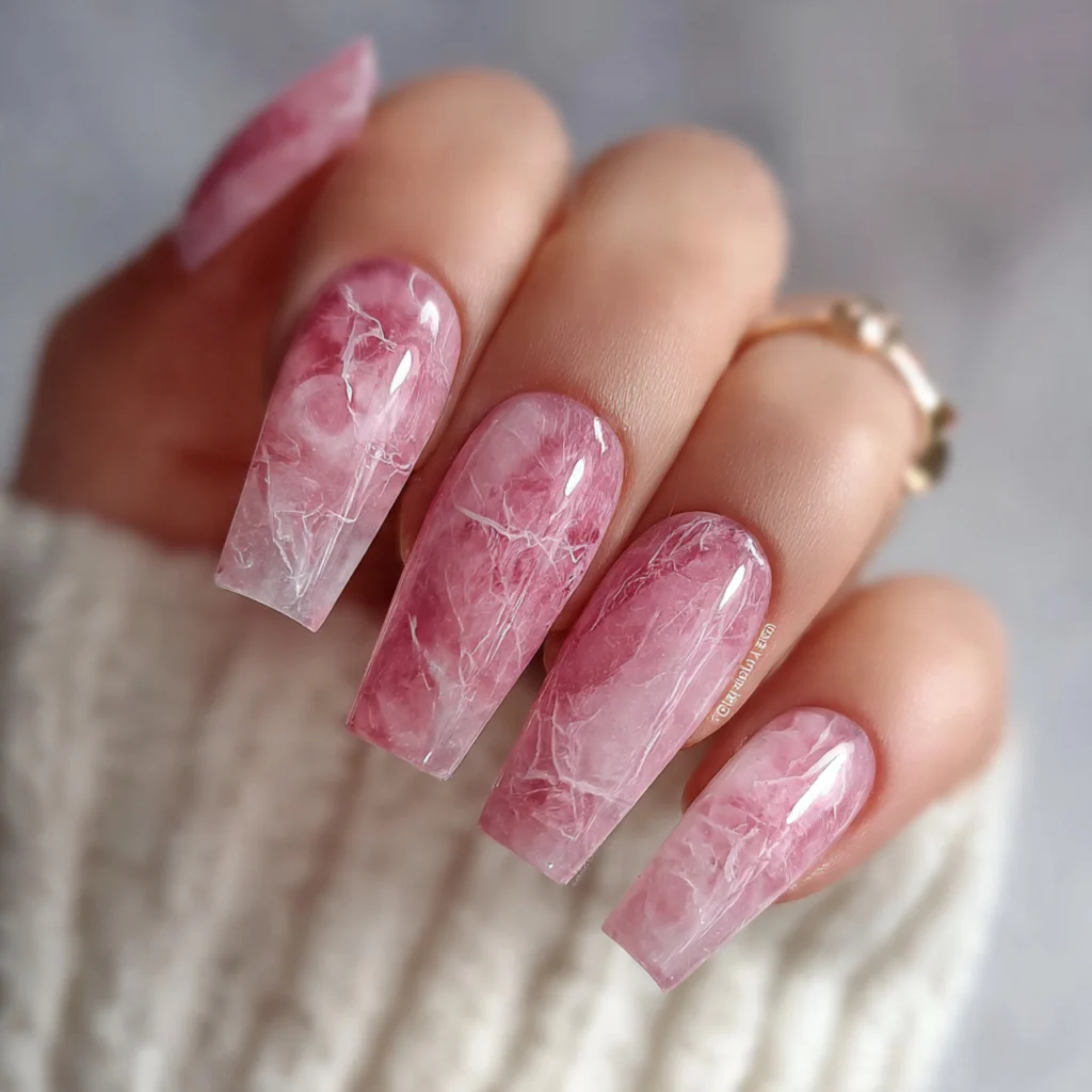 Pink Gemstone Nails