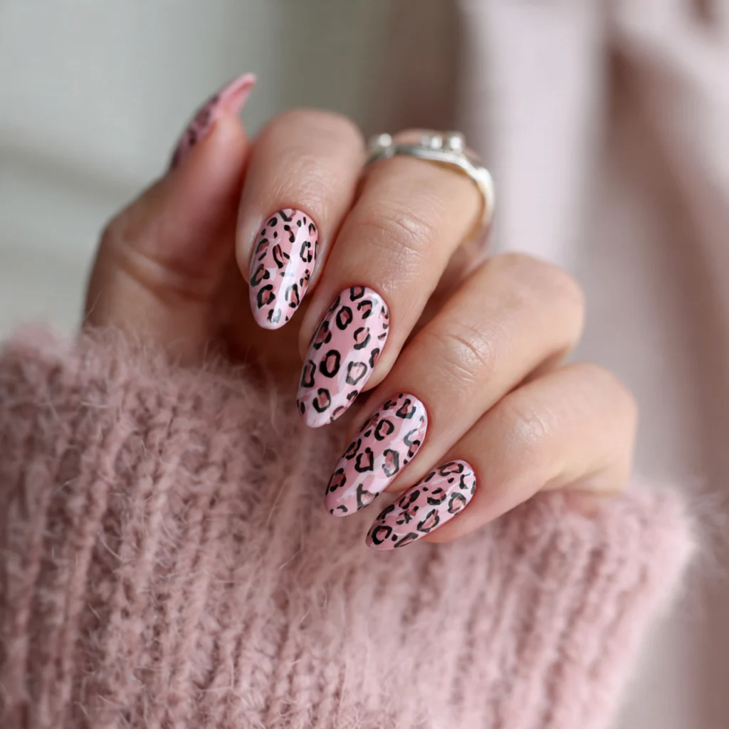 Pink Leopard Nails