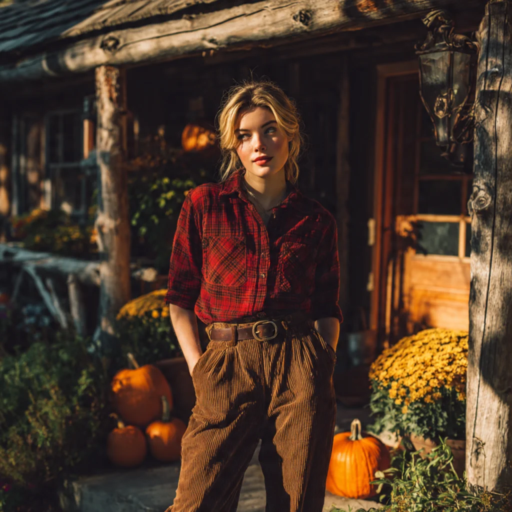 Plaid Flannel and Corduroy Pants