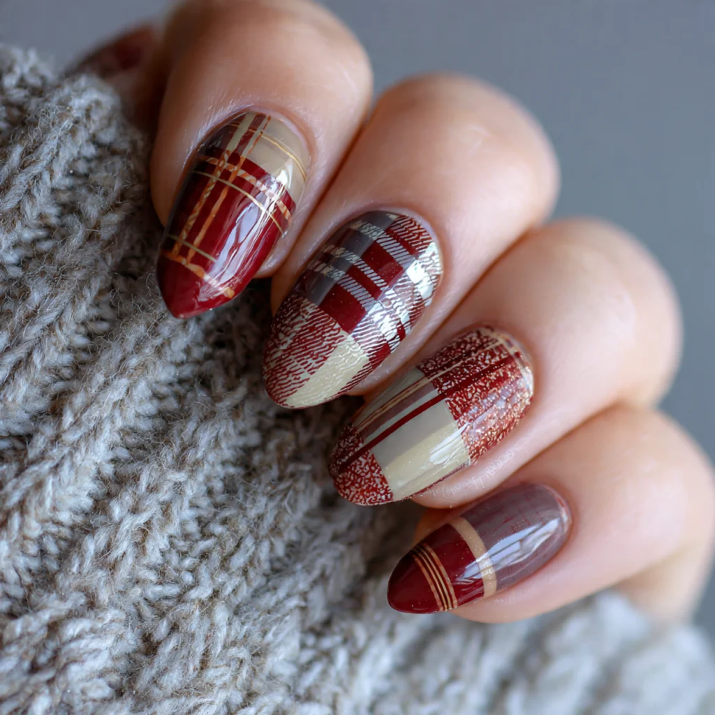 20 Stunning Fall Nails Ideas to Try This Autumn Season 12 Plaid Pattern Nails