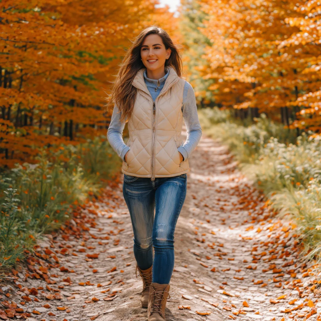 Puffer Vest and Long-Sleeve Tee