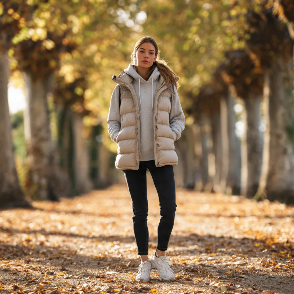 18 Trendy Fall Outfits for Effortless Autumn Style 7 Puffer Vest with Hoodie