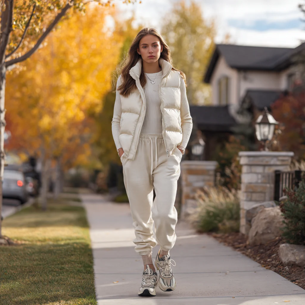 Puffer Vest with Long Sleeve Top