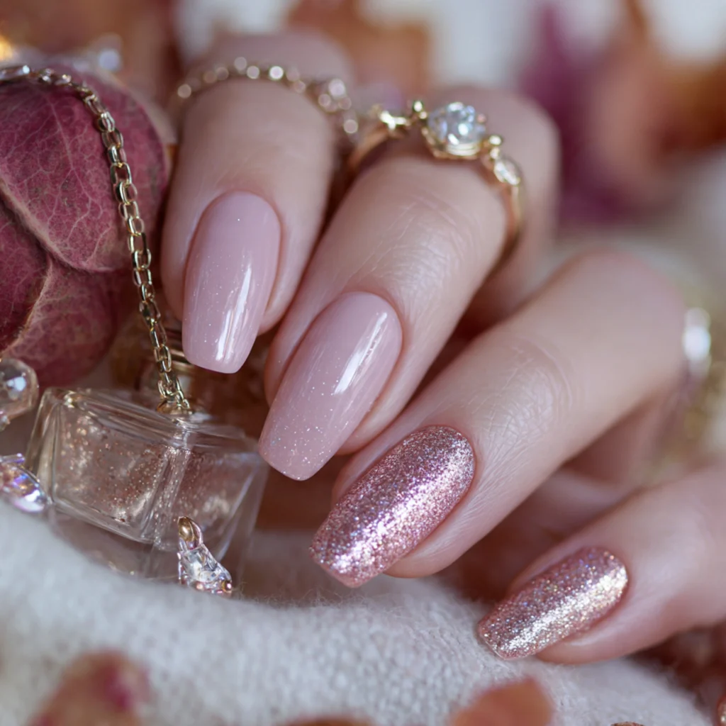 Rose Gold Accent Nails