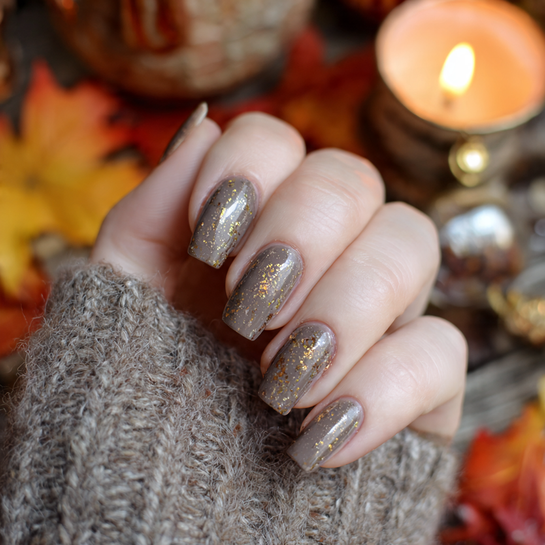 Late Summer Early Fall Nails: 20 Gorgeous Ideas for a Seamless Seasonal Transition 16 Rustic Gold Flecks