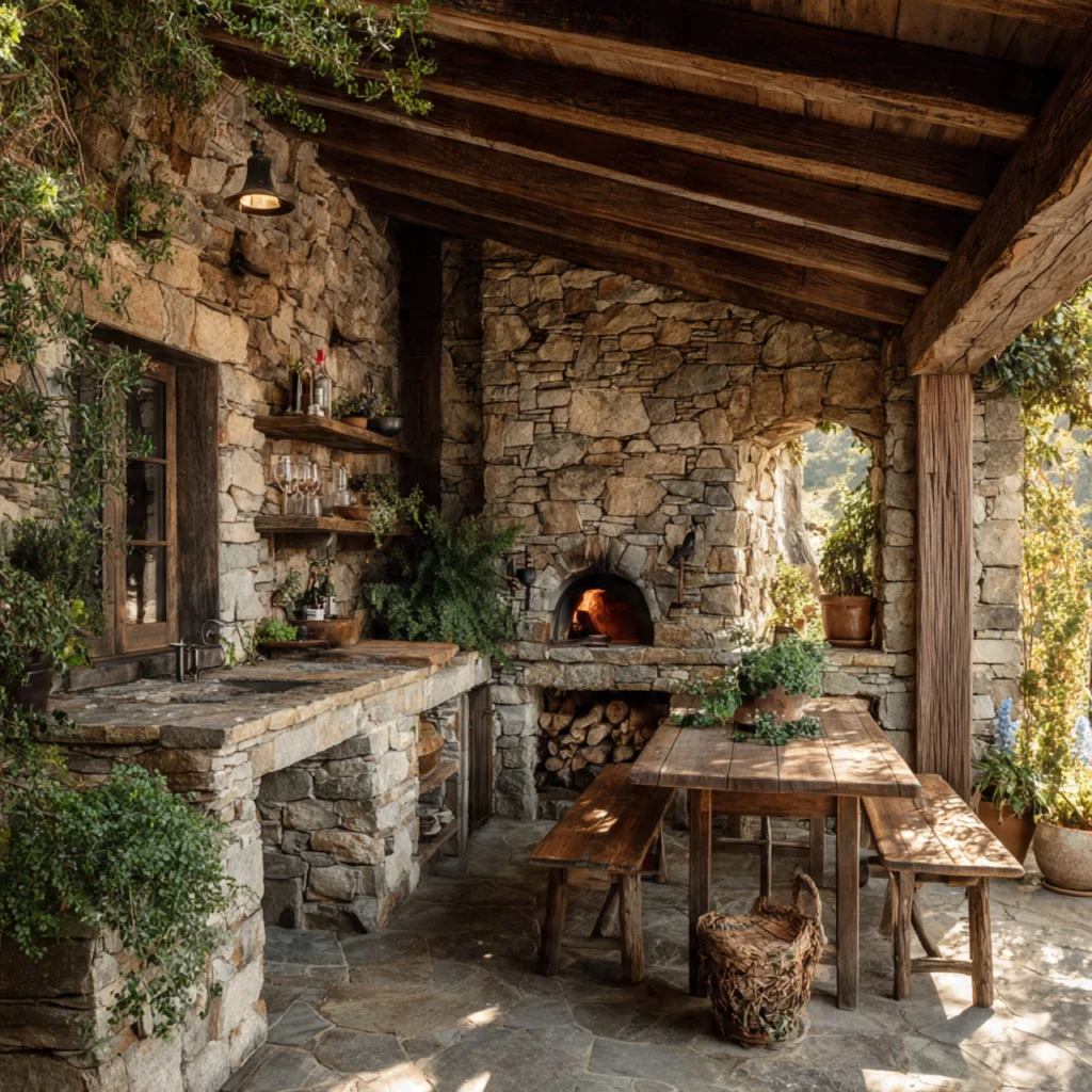 Rustic Stone Outdoor Kitchen