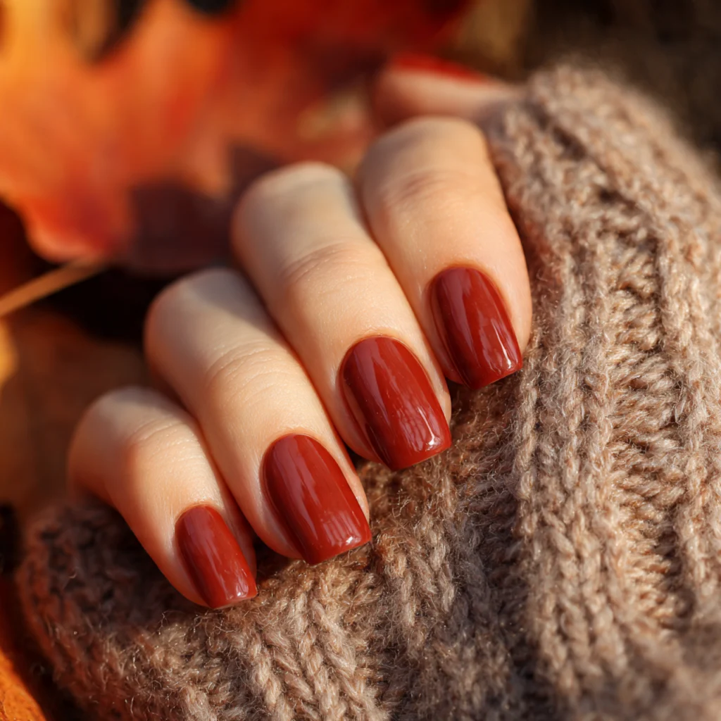 Late Summer Early Fall Nails: 20 Gorgeous Ideas for a Seamless Seasonal Transition 6 Rusty Red Vibes