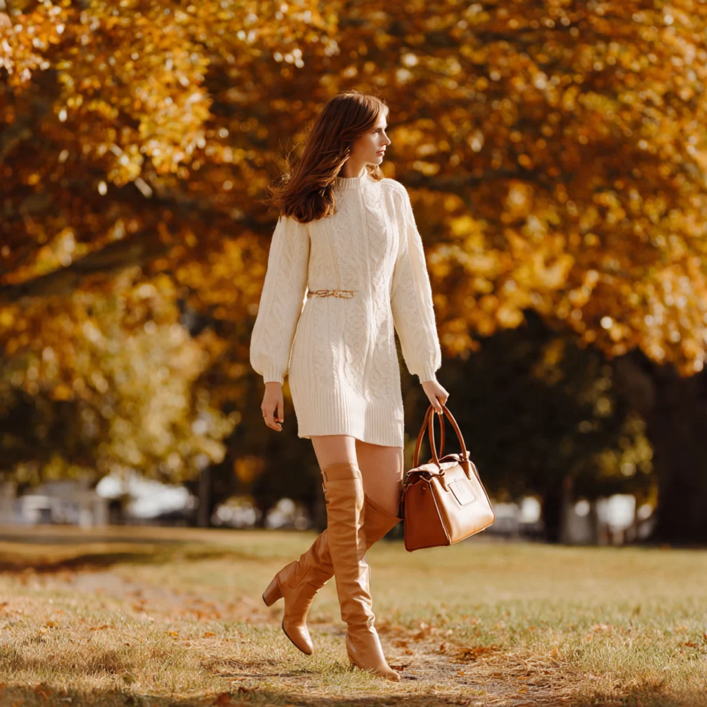 Sweater Dress with Knee-High Boots