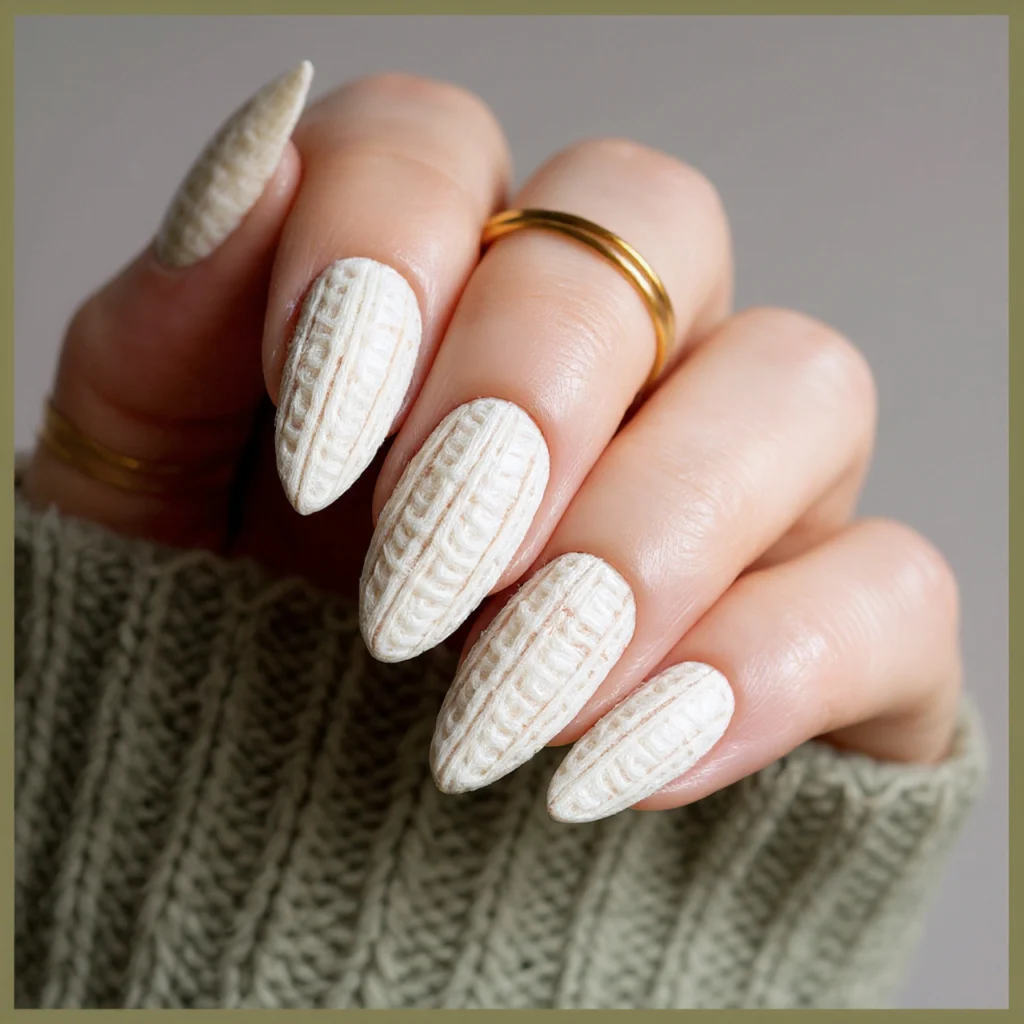 25 Stunning Fall Almond Nails You’ll Want This Autumn 5 Sweater-Inspired Almond Nails