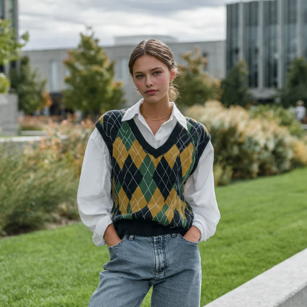 Sweater Vest Over Shirt