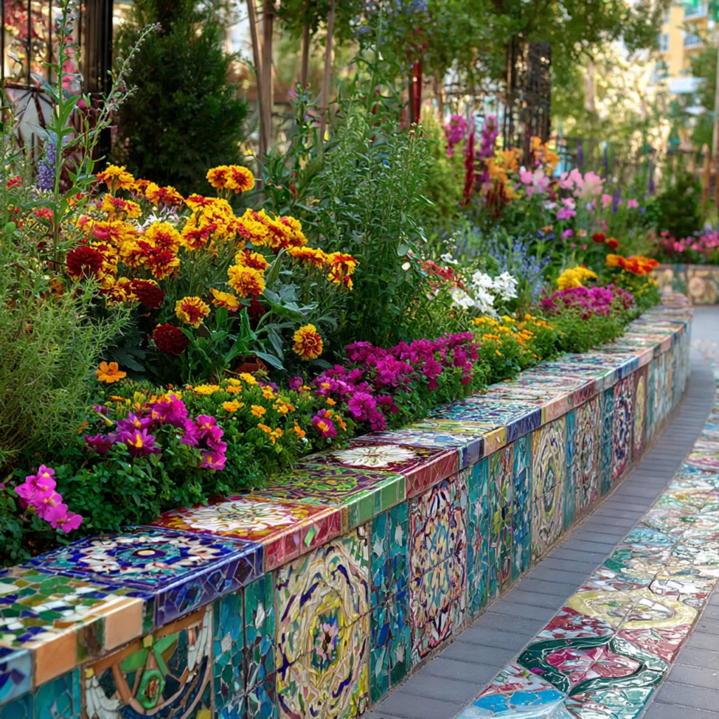 22 Best Garden Edging DIY Ideas to Instantly Upgrade Your Outdoor Space 13 Tile and Mosaic Edging