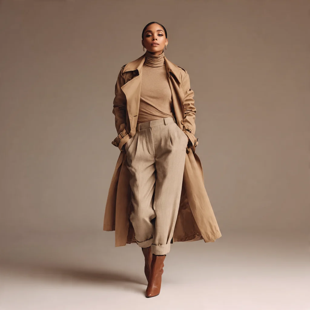 18 Trendy Fall Outfits for Effortless Autumn Style 4 Trench Coat Over Turtleneck