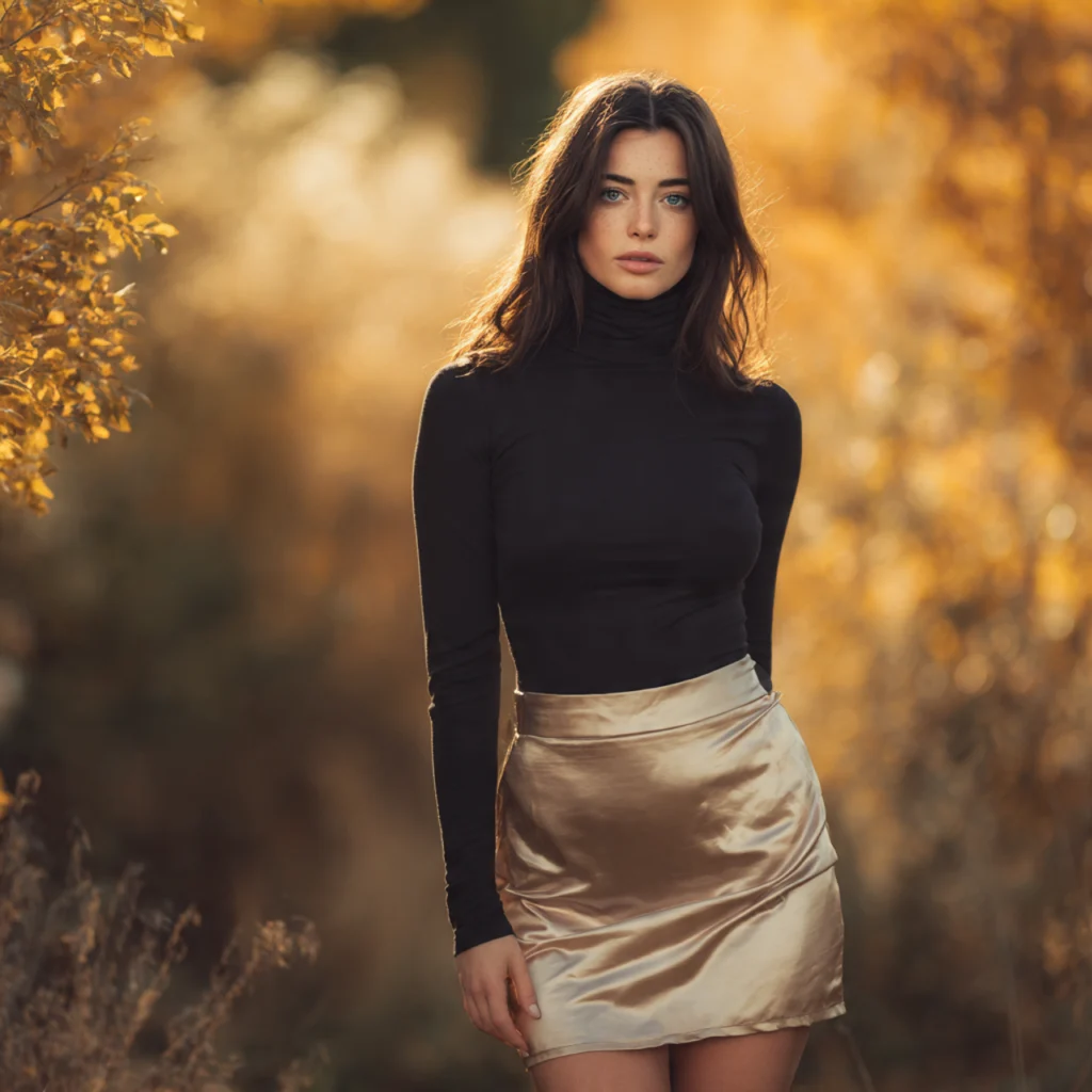 18 Trendy Fall Outfits for Effortless Autumn Style 12 Turtleneck with Slip Skirt