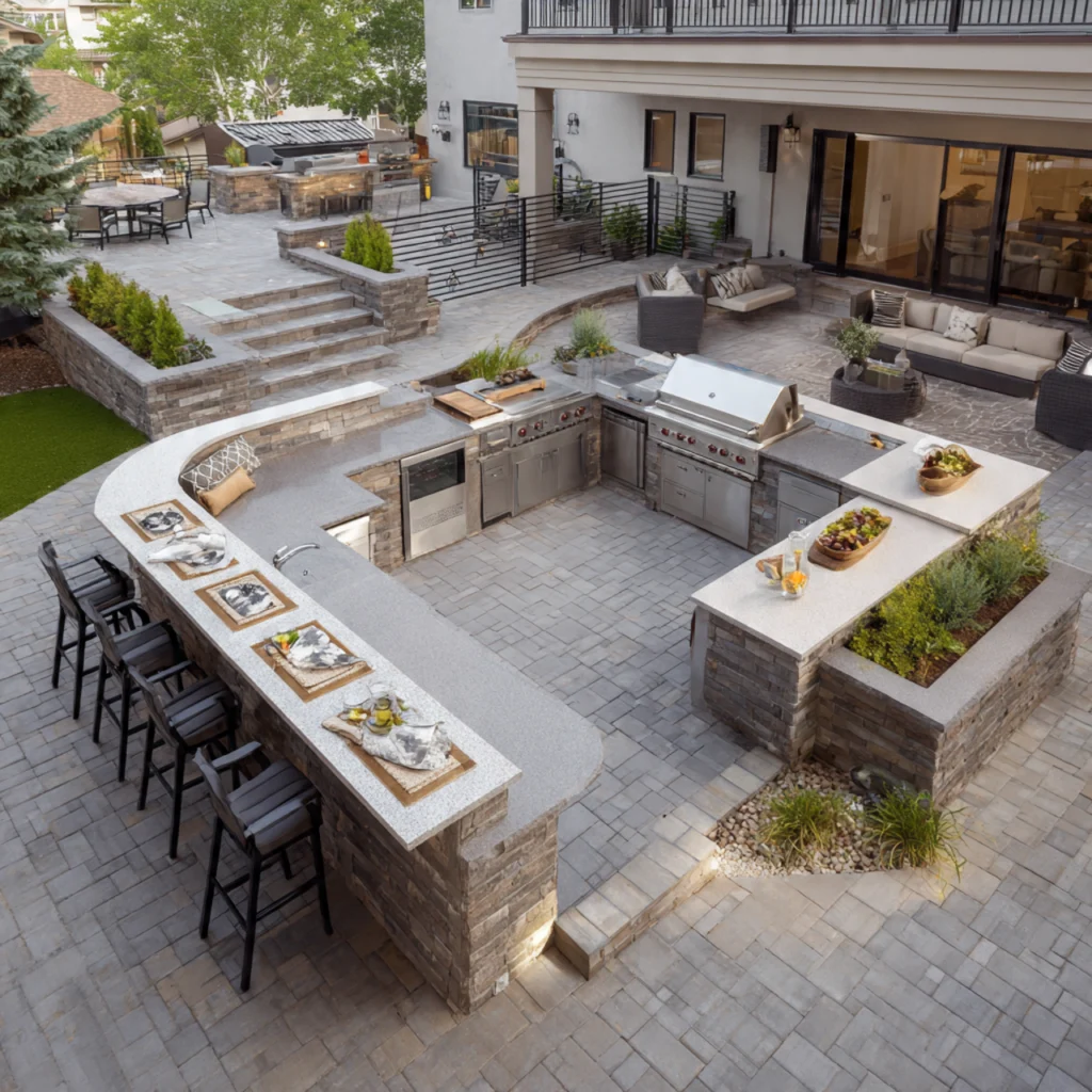 U-Shaped Outdoor Kitchen