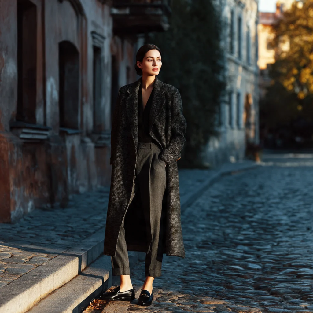 18 Trendy Fall Outfits for Effortless Autumn Style 11 Wool Coat with Trousers