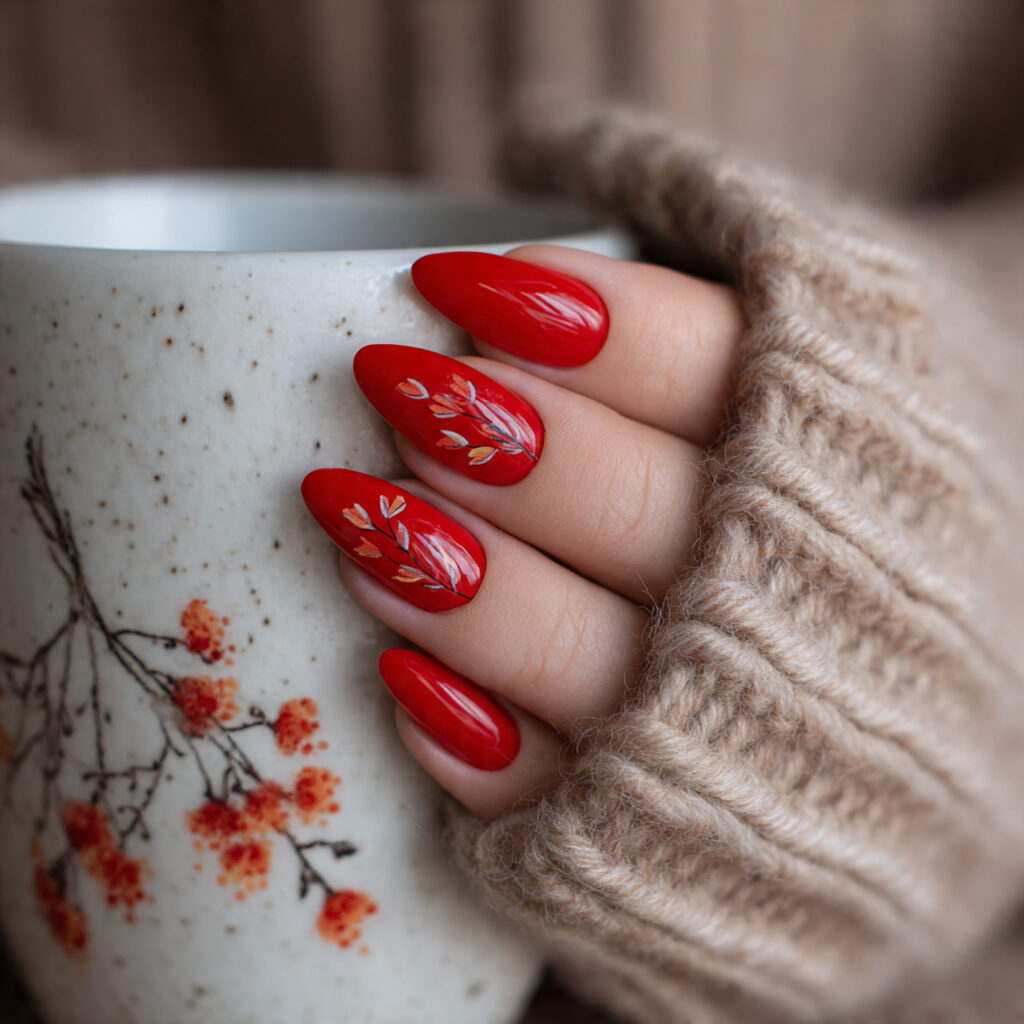 Red Fall Nails: 18 Stunning Ideas to Try This Season 10 Almond Shaped Red Nails