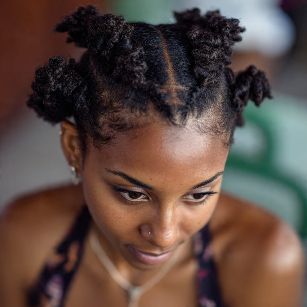Bantu Knots on Short Locs