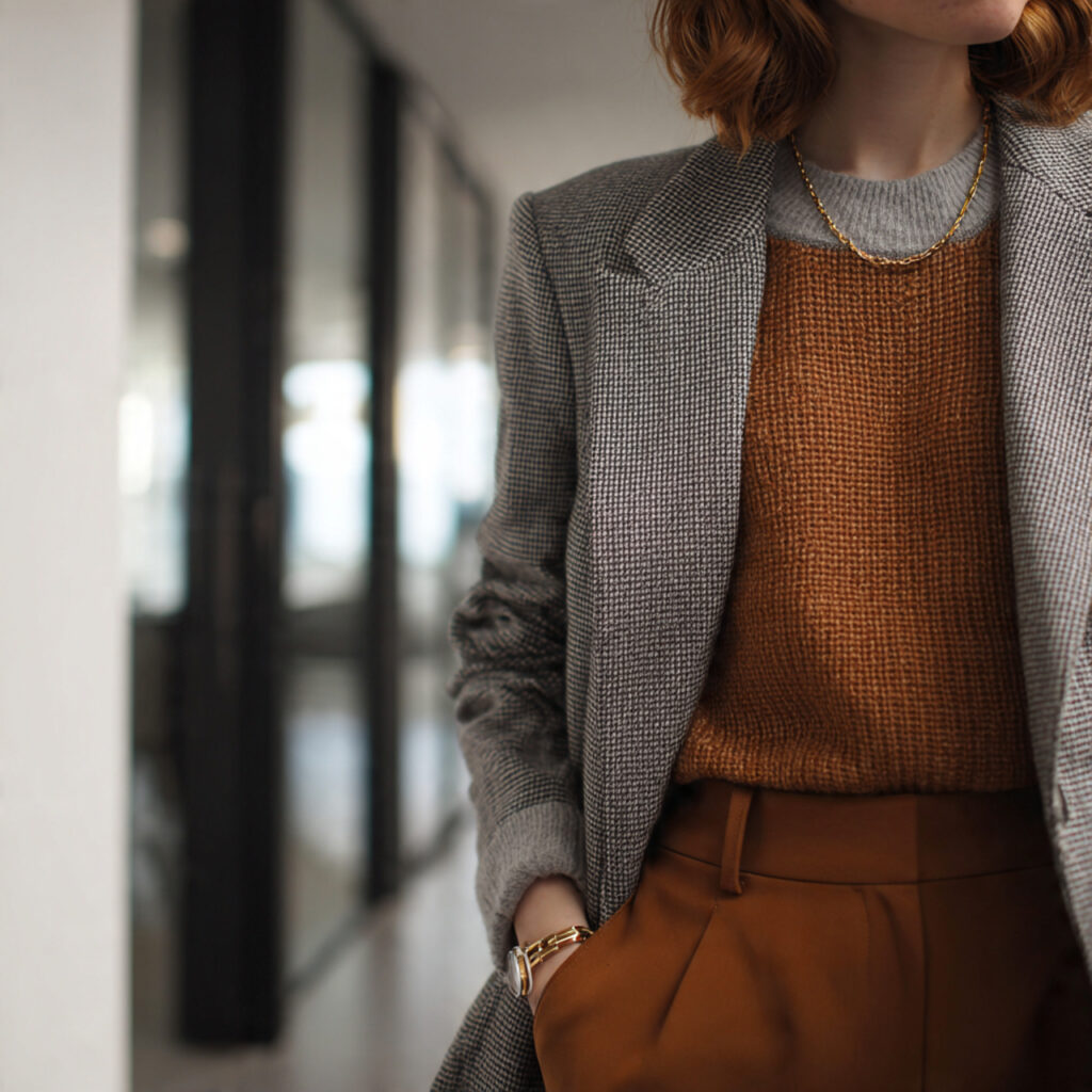 Blazer with a Simple Knit Top