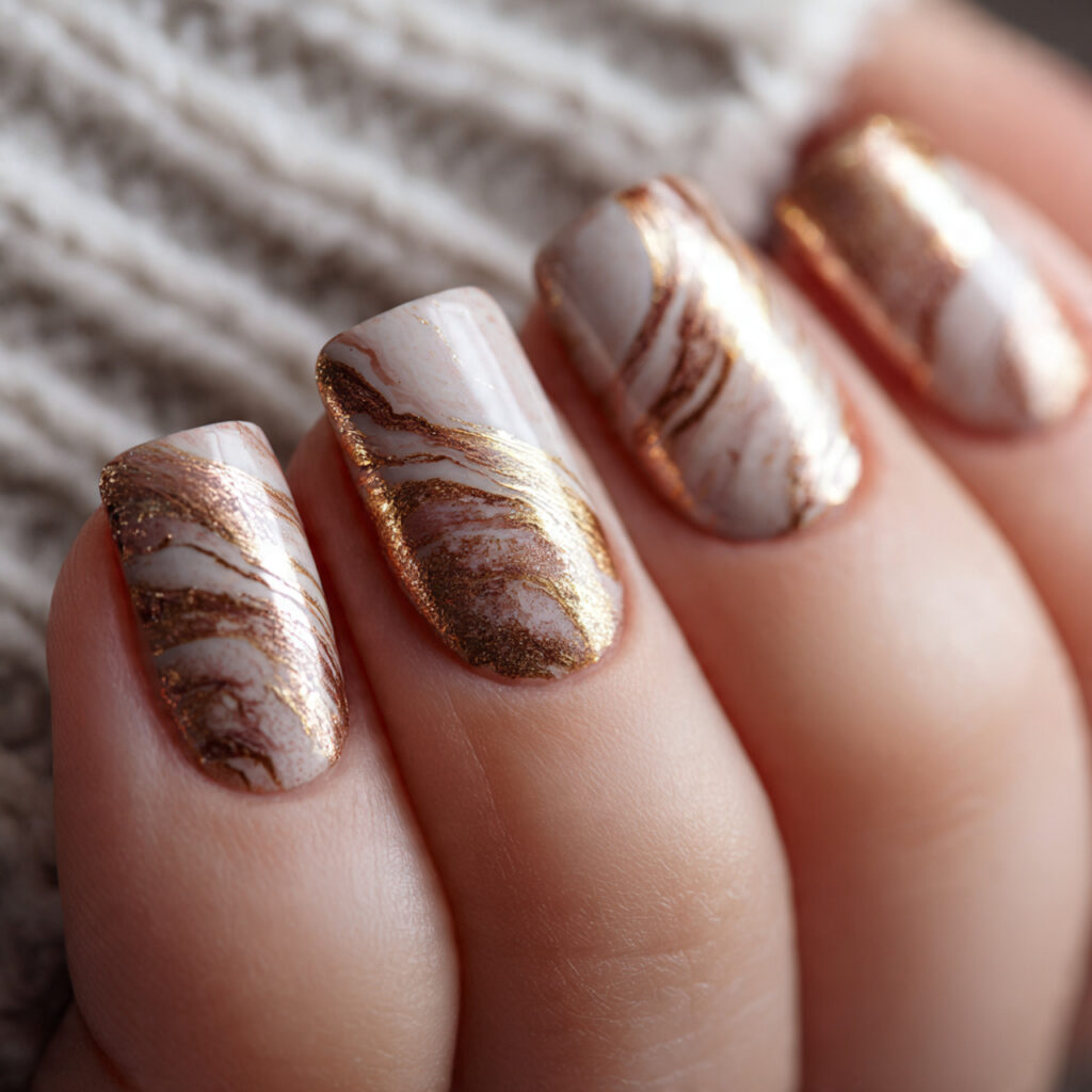 Bronze Chrome Swirl Nails
