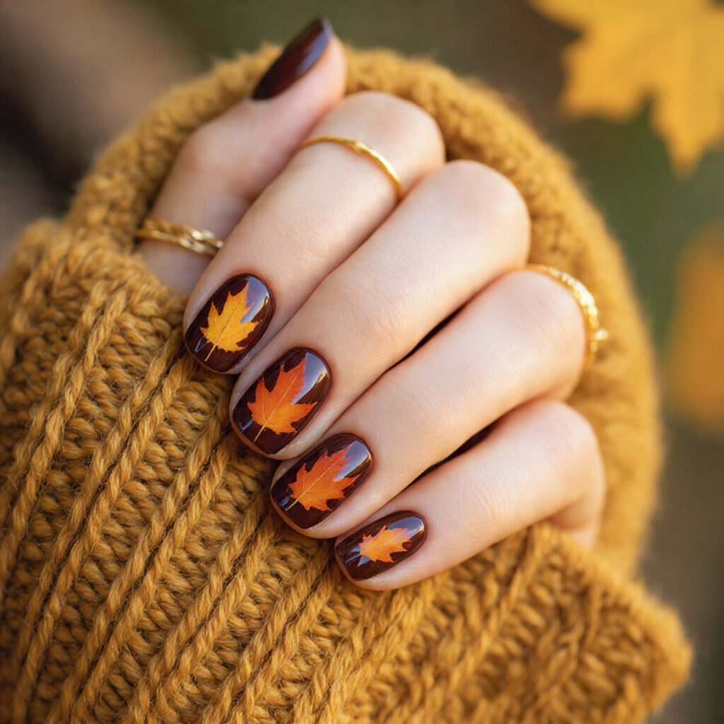 Brown Gradient with Leaf Accents